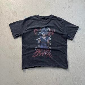 Gohan Beast Faded Grunge Style Men's L Tee Acid Wash Heavyweight